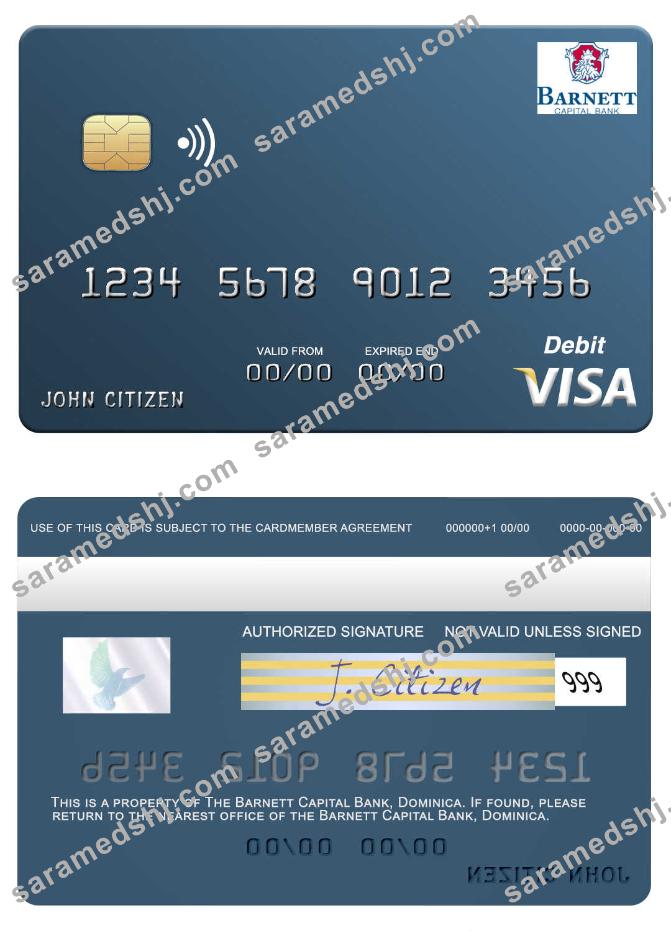 Dominica Barnett Capital Bank visa debit card